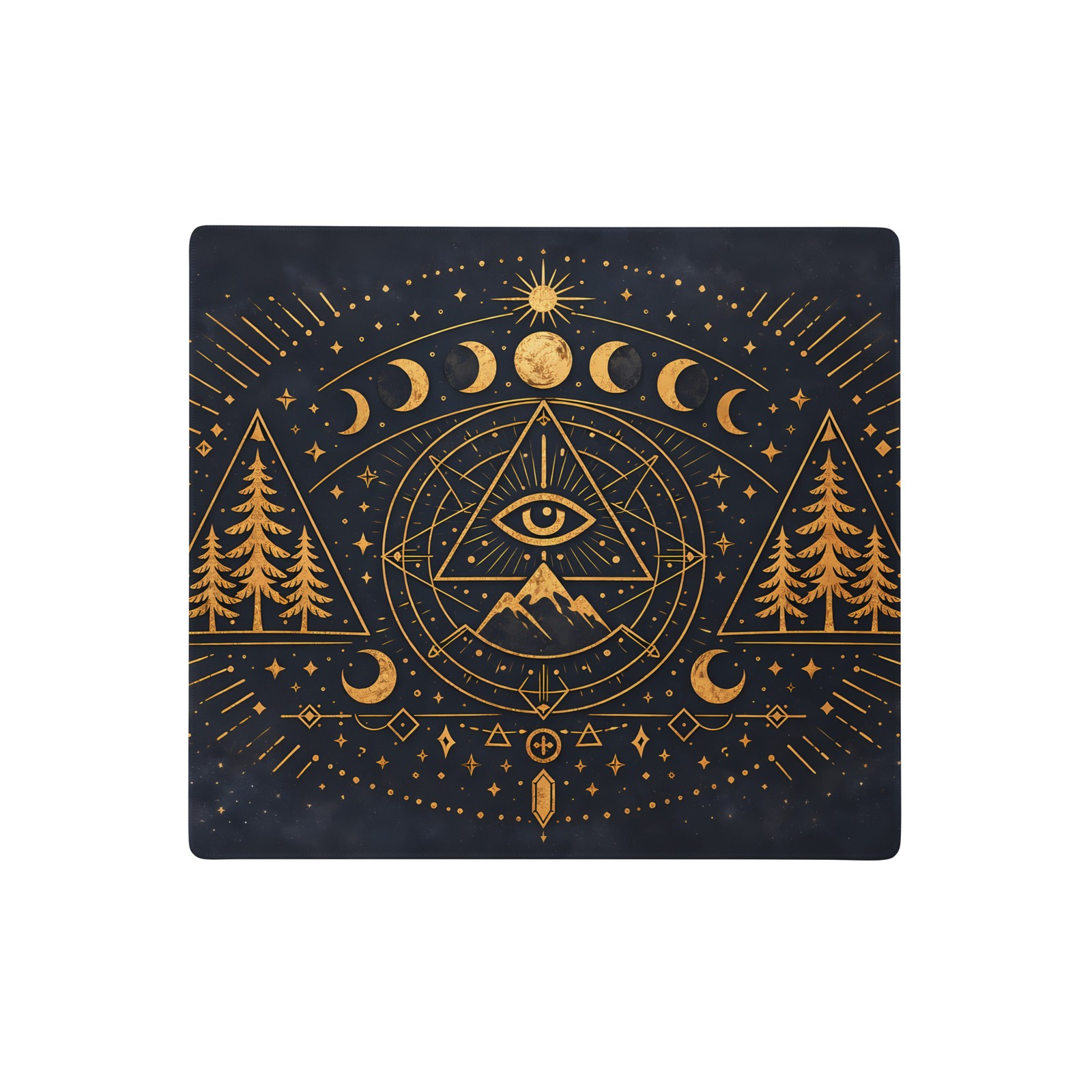 Esoteric Moon Phases Celestial Eye Gaming Mouse Pad Desk Mat Mystic Gold
