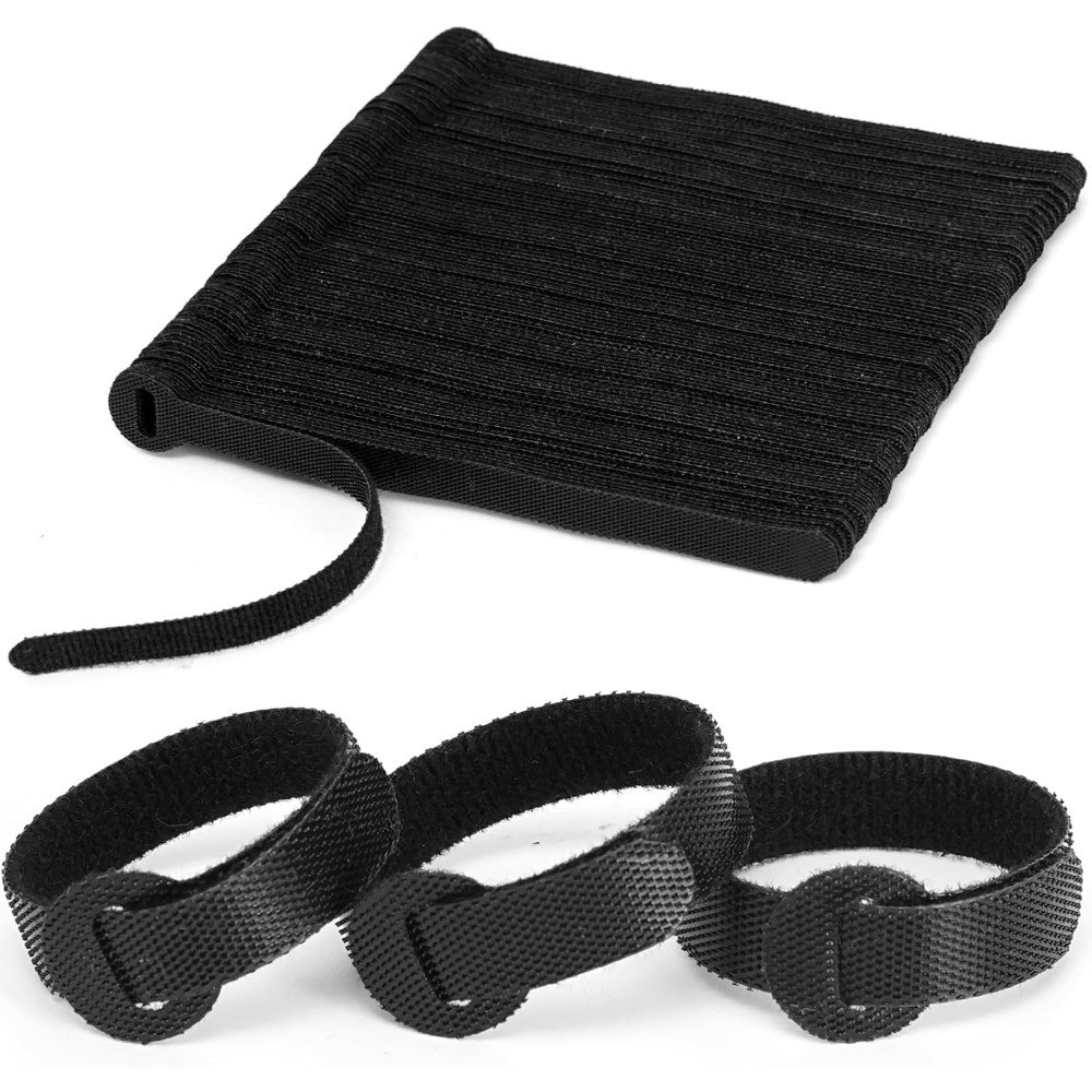 150PCS Reusable Fastener Straps - 6 Inch Cable Management Ties, Adjustable Hook