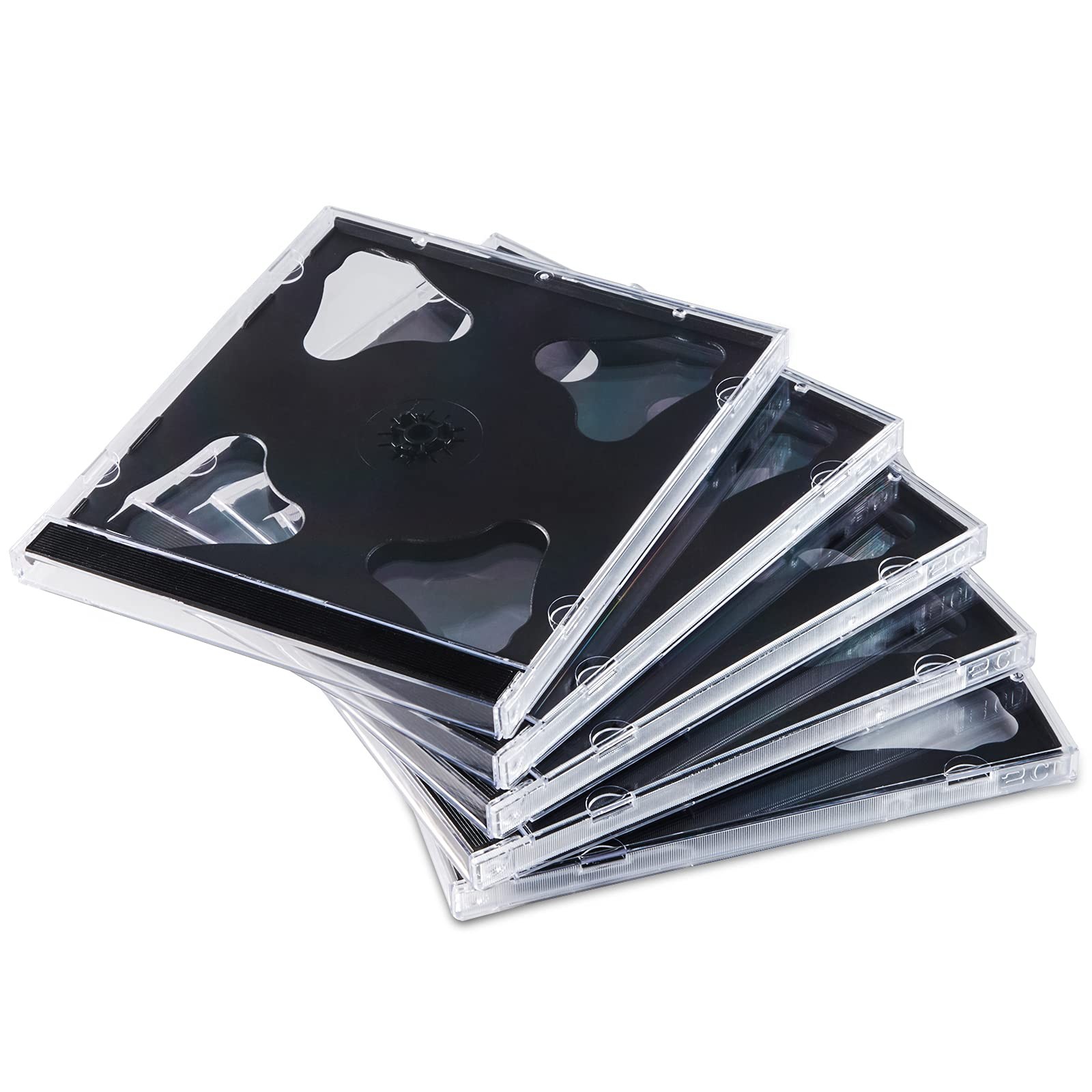 Maxtek 10.4 mm Standard Double (2 Discs Capacity) Clear Jewel Case with Black