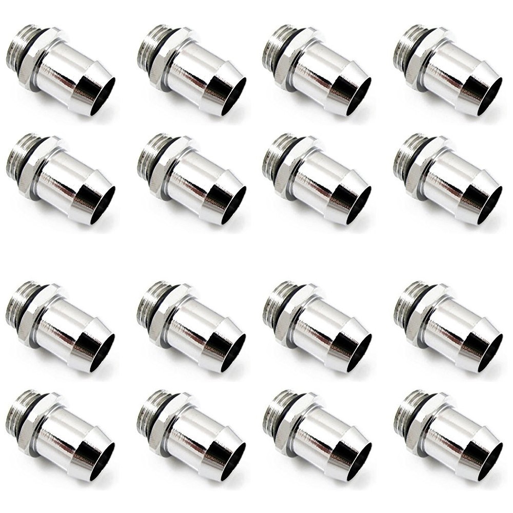 XSPC 1/2" Chrome Barb Fitting for PC Water / Computer Liquid Cooling - 16 PACK
