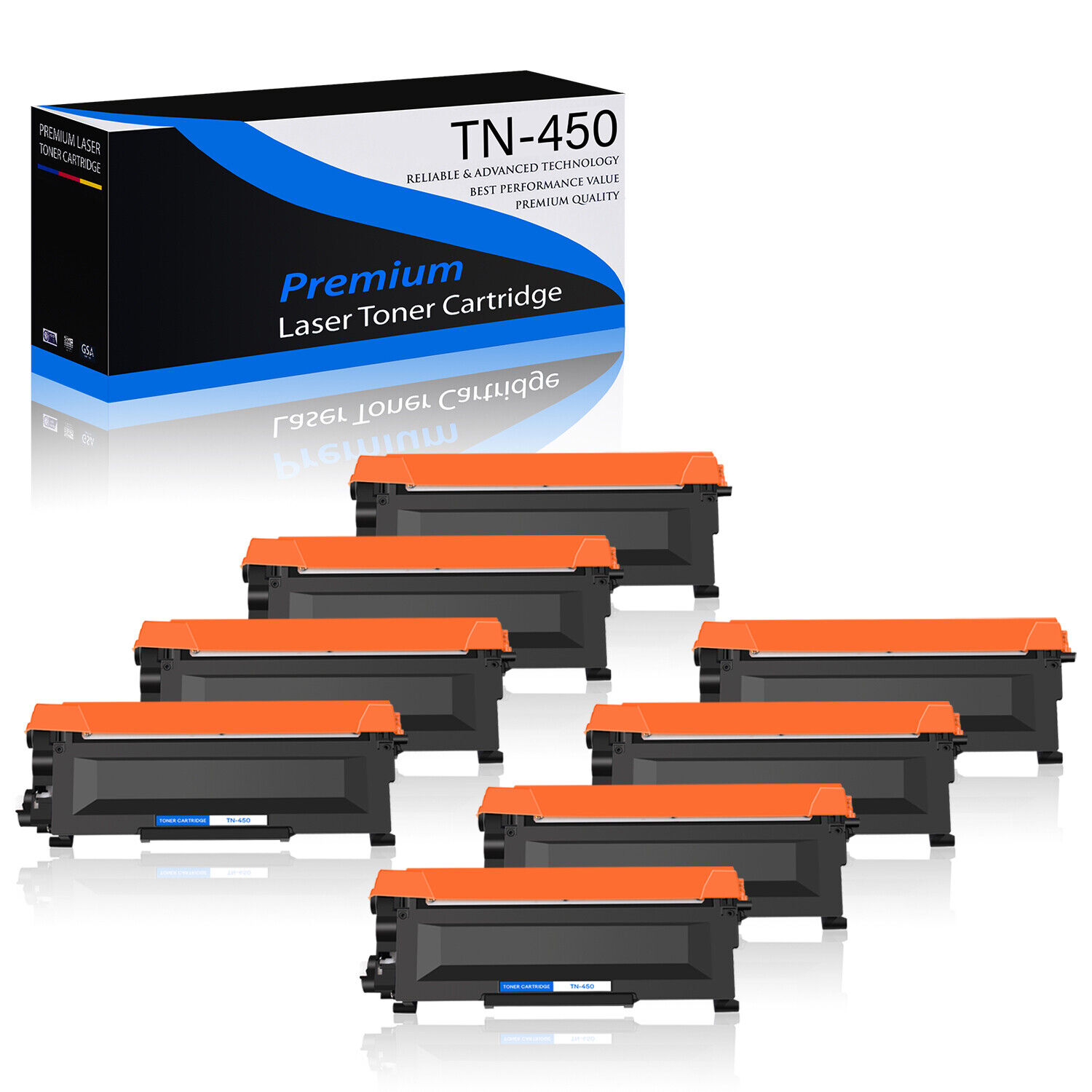 8PK TN450 Black Toner Cartridge for Brother TN-450 HL-2240D HL-2242D HL-2250DN