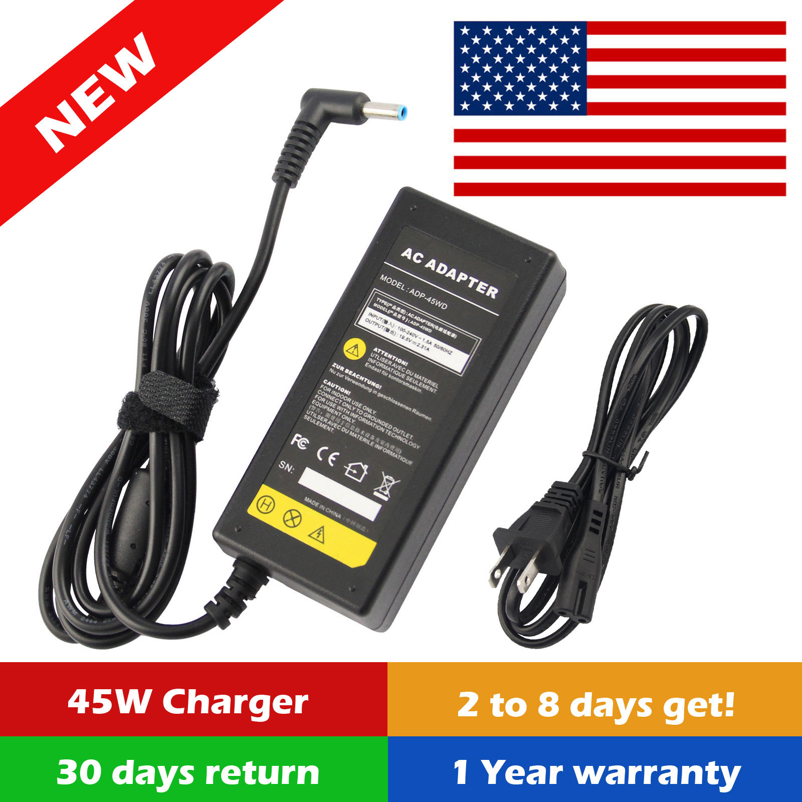 45W Power Adapter Charger for HP 15-dw0036wm 15-dw0037wm 15-dw0038wm 15-dw0043dx