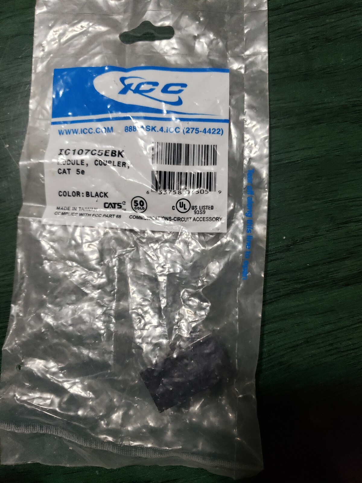 ICC MODULE, COUPLER, CAT 5e, BLACK IC107C5EBK