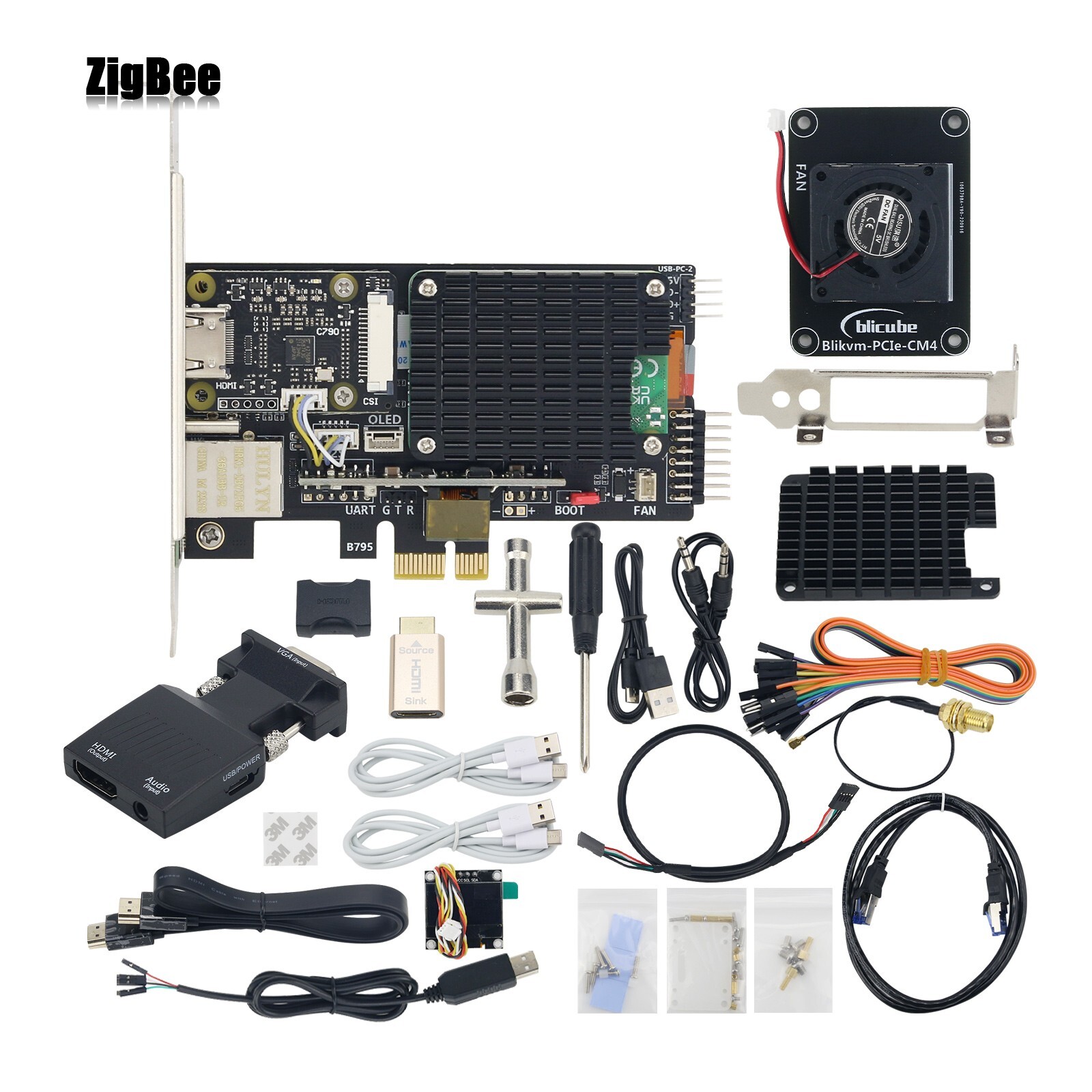Blikvm PCIe Add-in Card with Cooling Fan & OLED Display BLIKVM PCIe Card Version