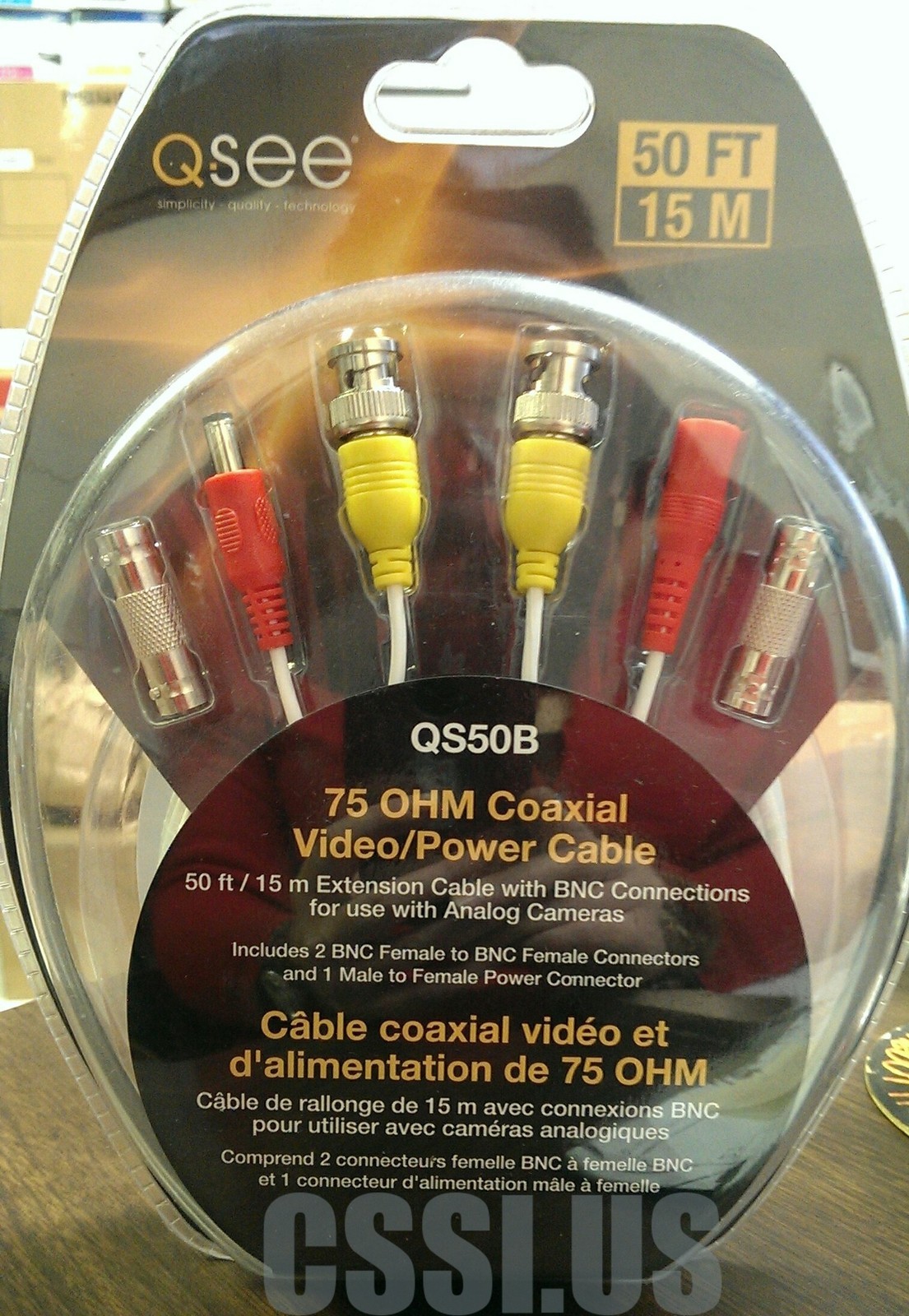 50FT BNC VIDEO CABLE Female-Male Connections AND power NEW Open Box