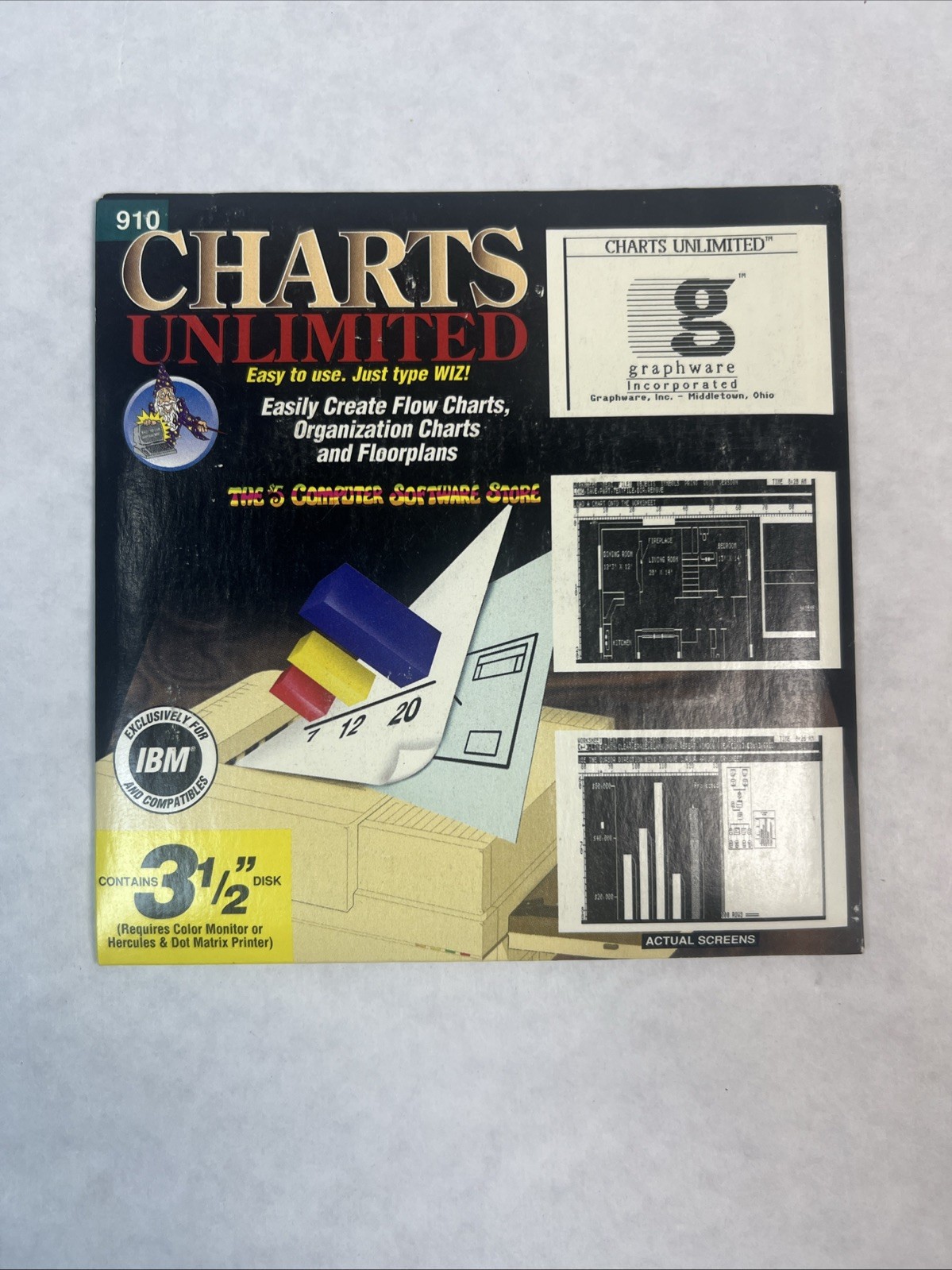 Wiz Technology Vintage 1994 Charts Unlimited Floppy Disc, Computer, Sealed 3.5”