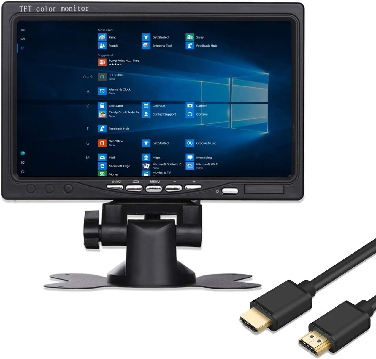 7 Inch Monitor HDMI - 1024X600 HD TFT LCD Screen Display AV VGA Input Built in S