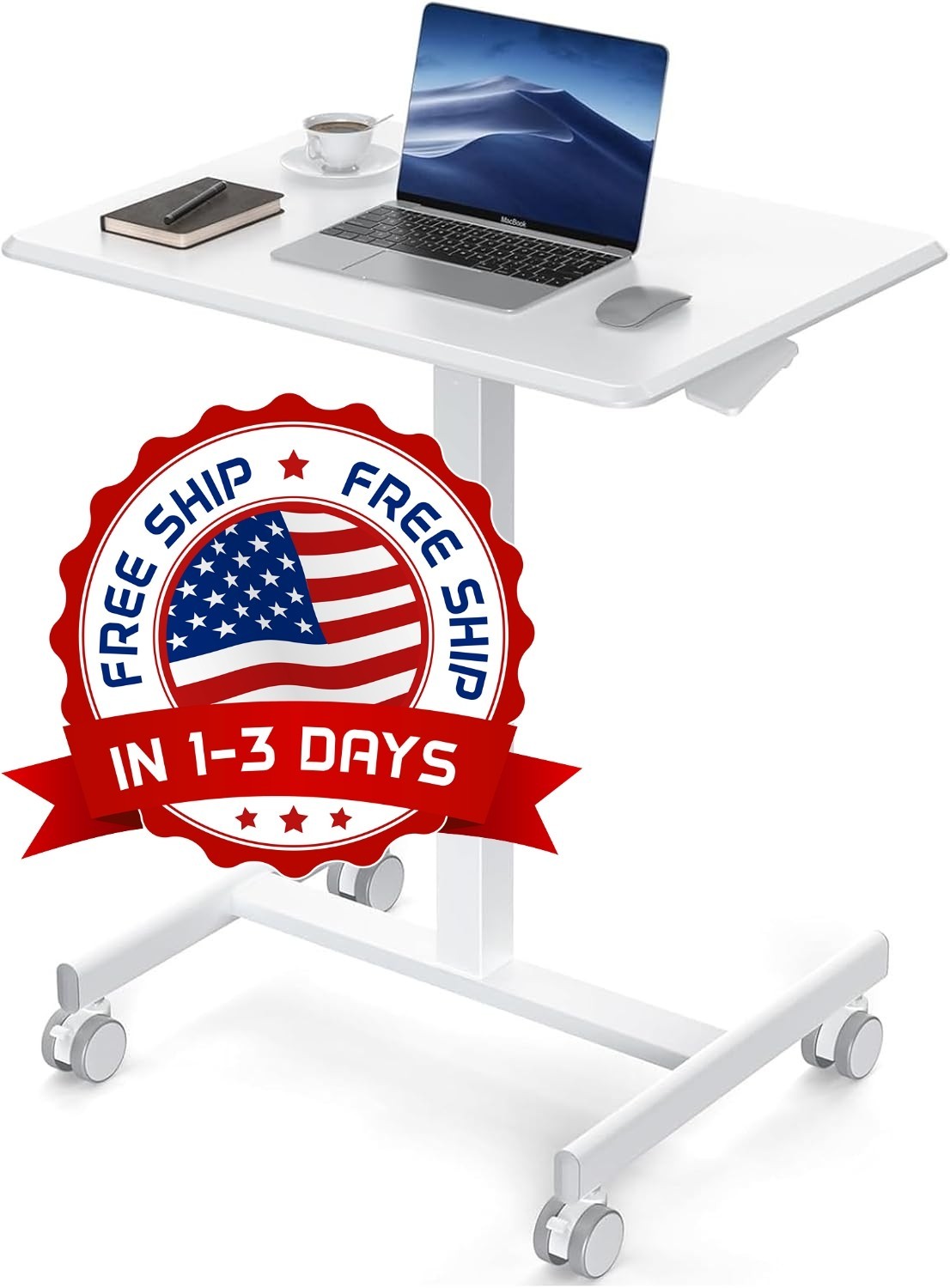 Escritorio Con Ruedas Portatil Ajustable Mesa Para Laptop, Computadora NEW US.