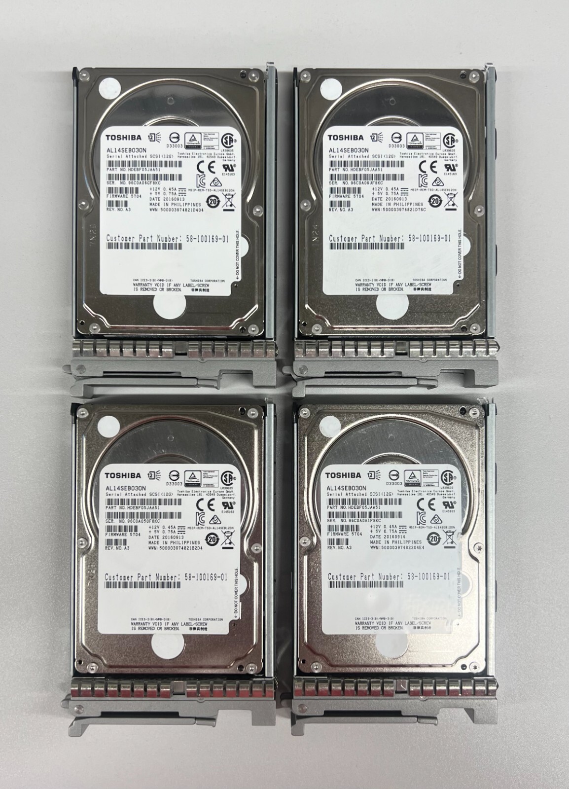 LOT OF 4x UCS-HD300G10K12G CISCO TOSHIBA 300GB 12G SAS 10K 2.5" HDD HARD DRIVE