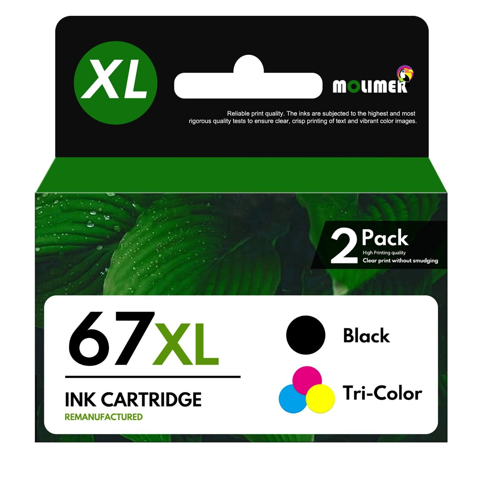 67XL Ink Replacement for HP 67 XL 1255 2710e 6022e 6030e (1 Black, 1 Tri-Color)