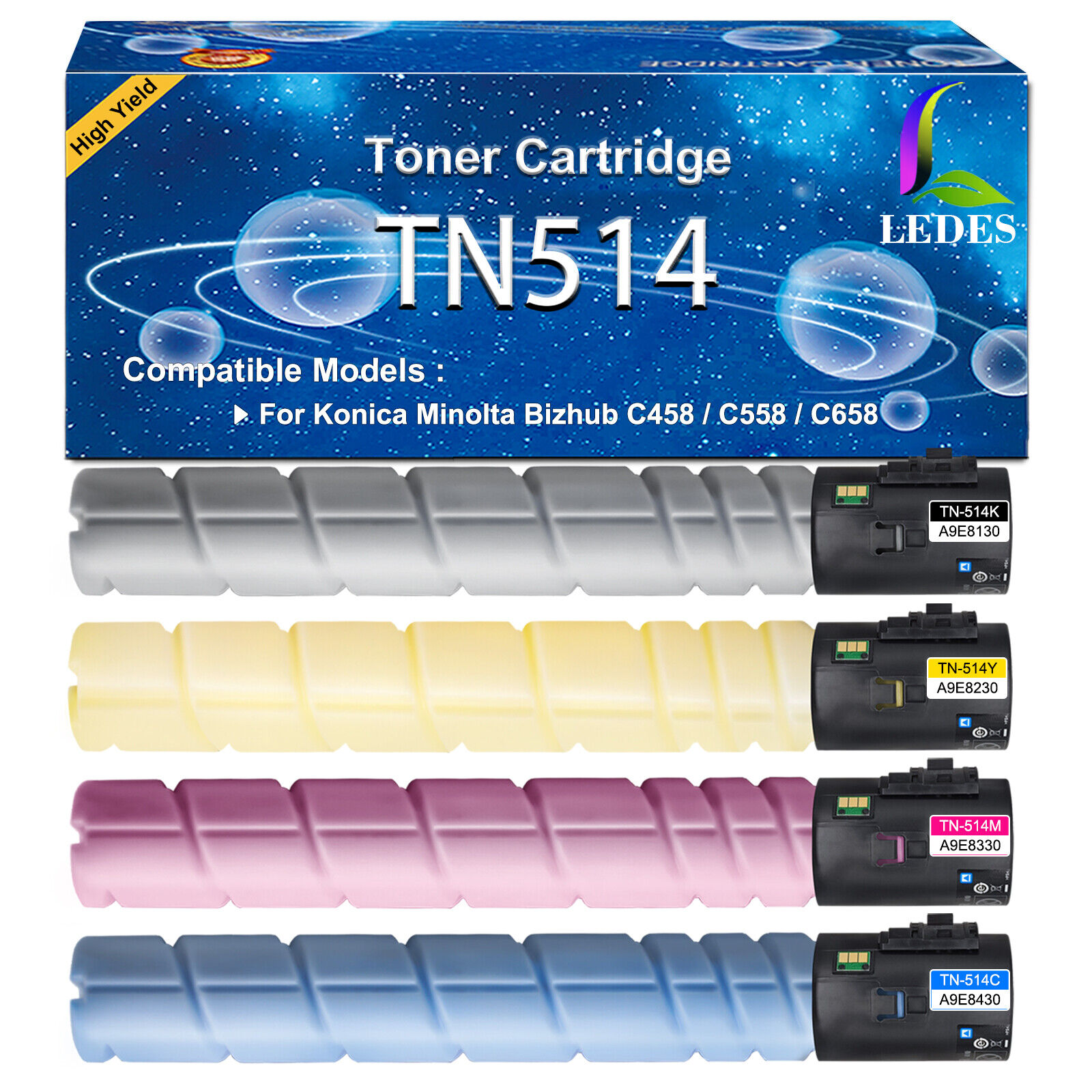 TN514 TN-514 Set CMYK Toner Cartridge for Konica Minolta bizhub C658 C558 C458