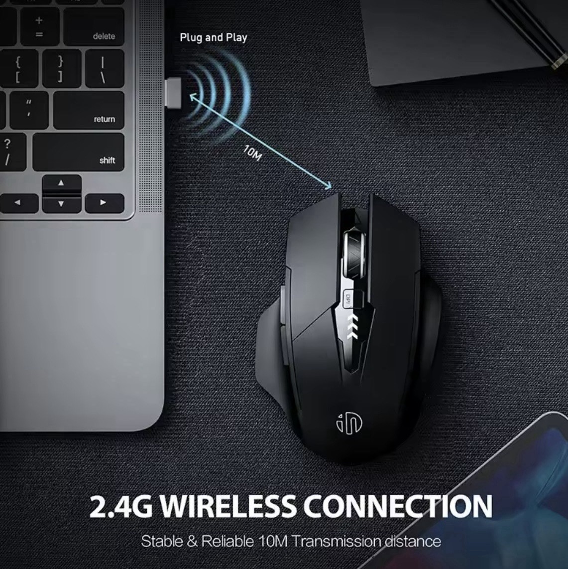 INPHIC F1 2.4G Wireless Mouse Ergonomic Rechargeable Power Gaming Mouse NEW