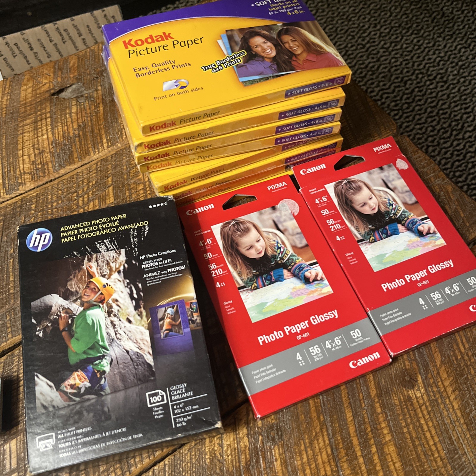 Lot Of 8 New Kodak Picture Paper (50 sheets, 4x6, Soft Gloss) +canon HP