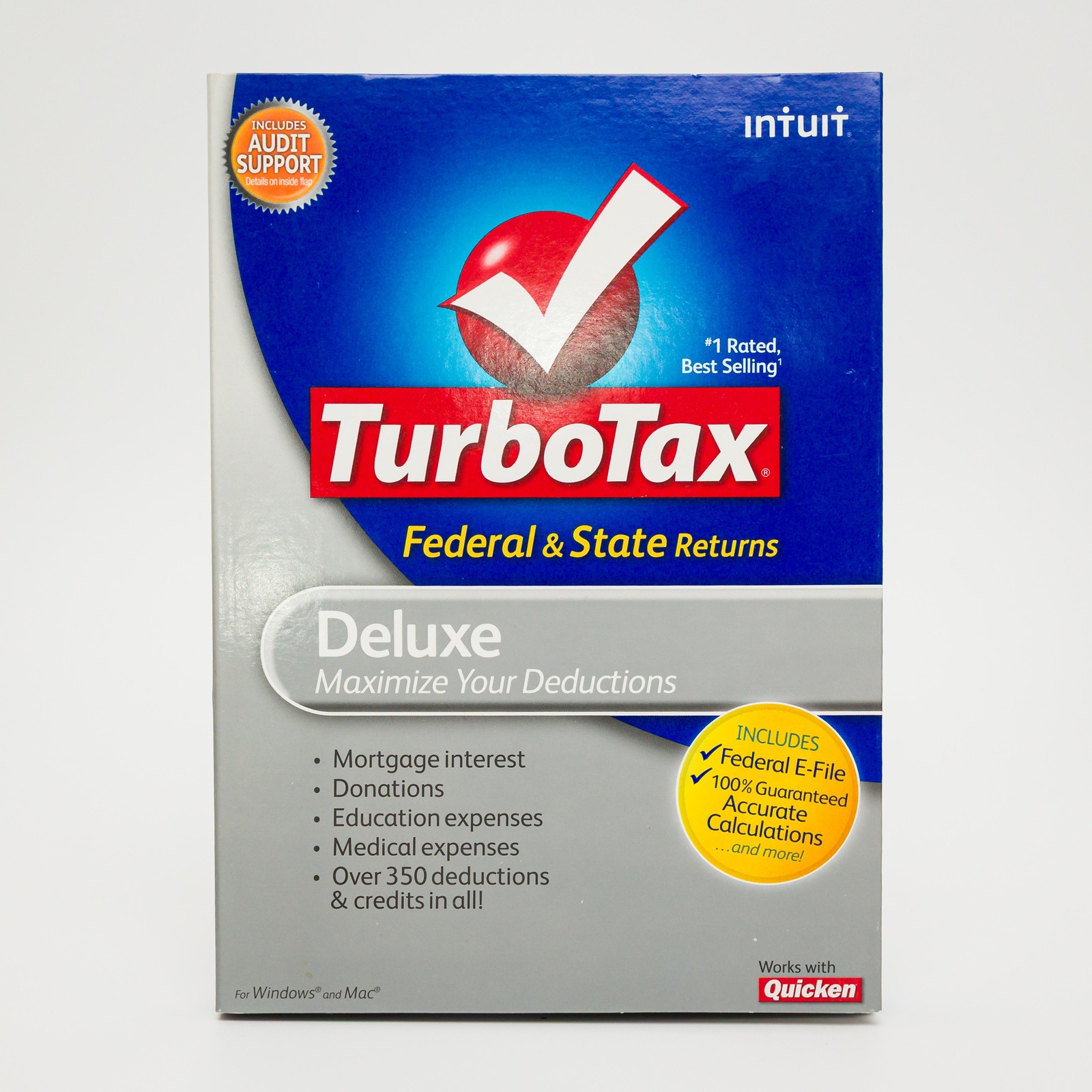 Intuit TurboTax Deluxe 2009 Federal & State Tax Software Windows Mac CD-ROM
