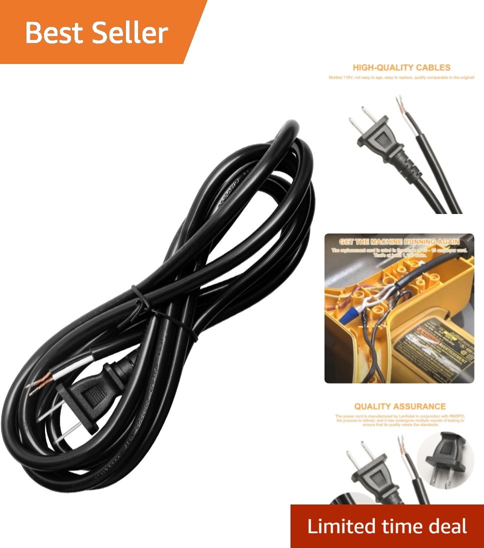 8FT 16/2 Power Cord Replacement for Power Tools – Durable & Reliable Black