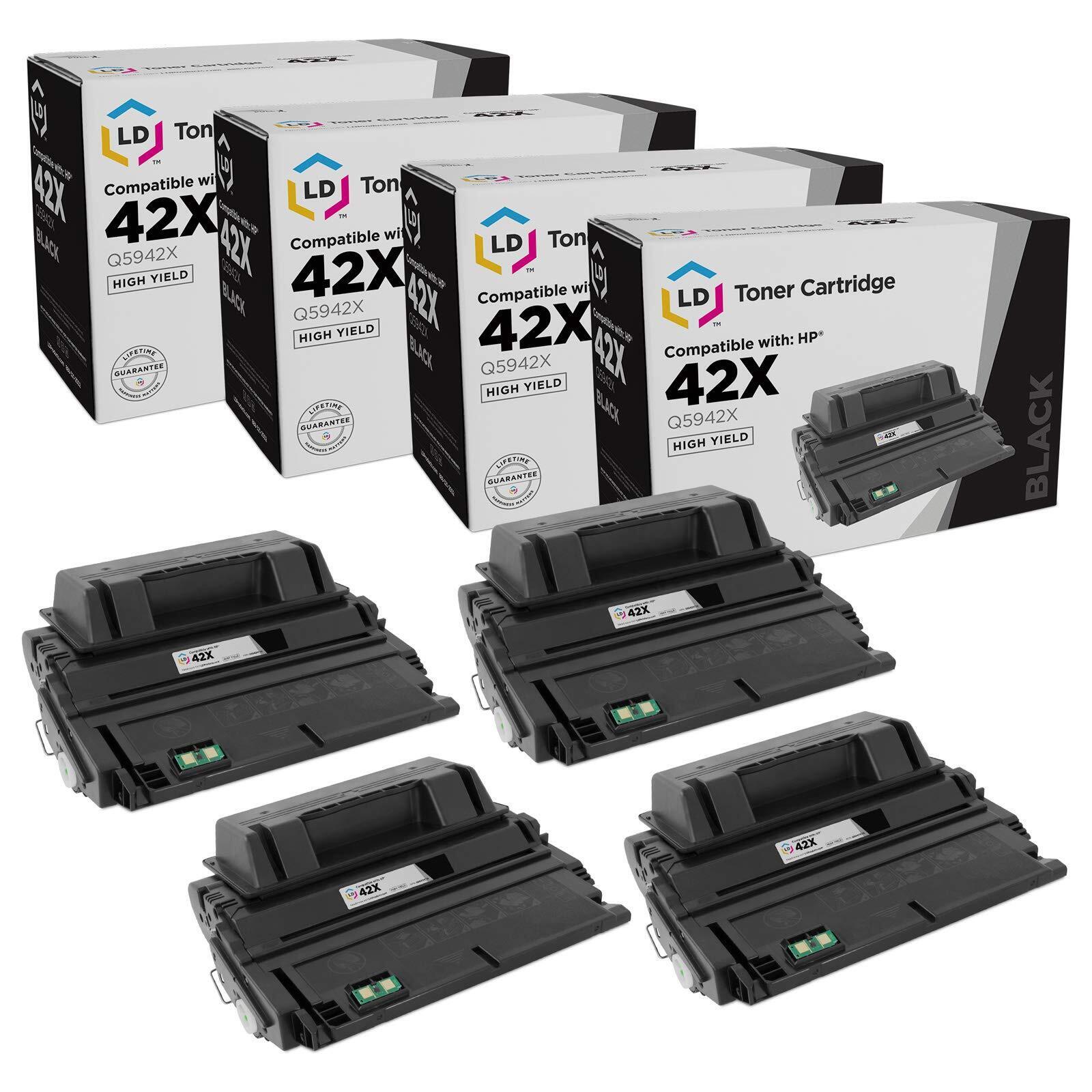 LD Compatible Replacements for HP 42X / Q5942X 4PK HY Black Toner Cartridges