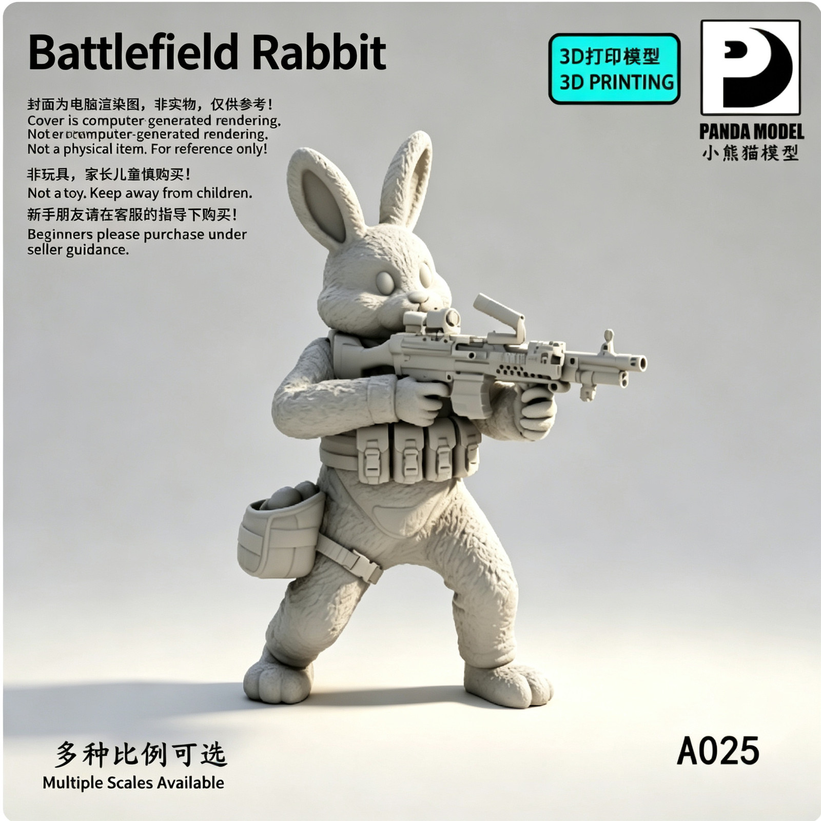 2pcs 1/72 Scale battlefield Rabbits Soldier Figure High Precision 3D Print Model