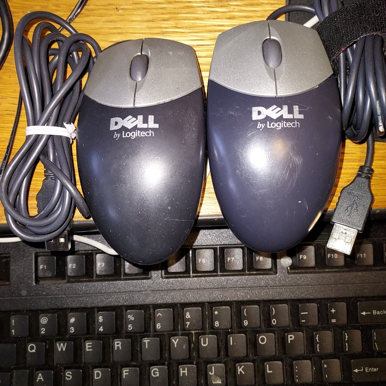 DELL BY Logitech Black and Silver USB ROLLER BALL MOUSE