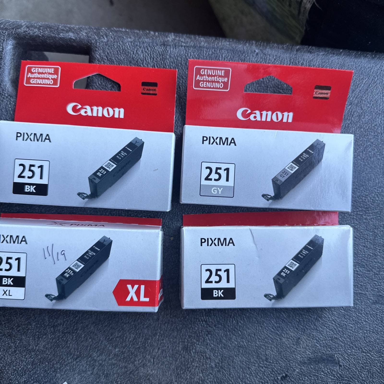 Canon CLI-251 Ink Lot 4 OEM 2 BK 1 Gray 1 CLI-251XL BK Genuine