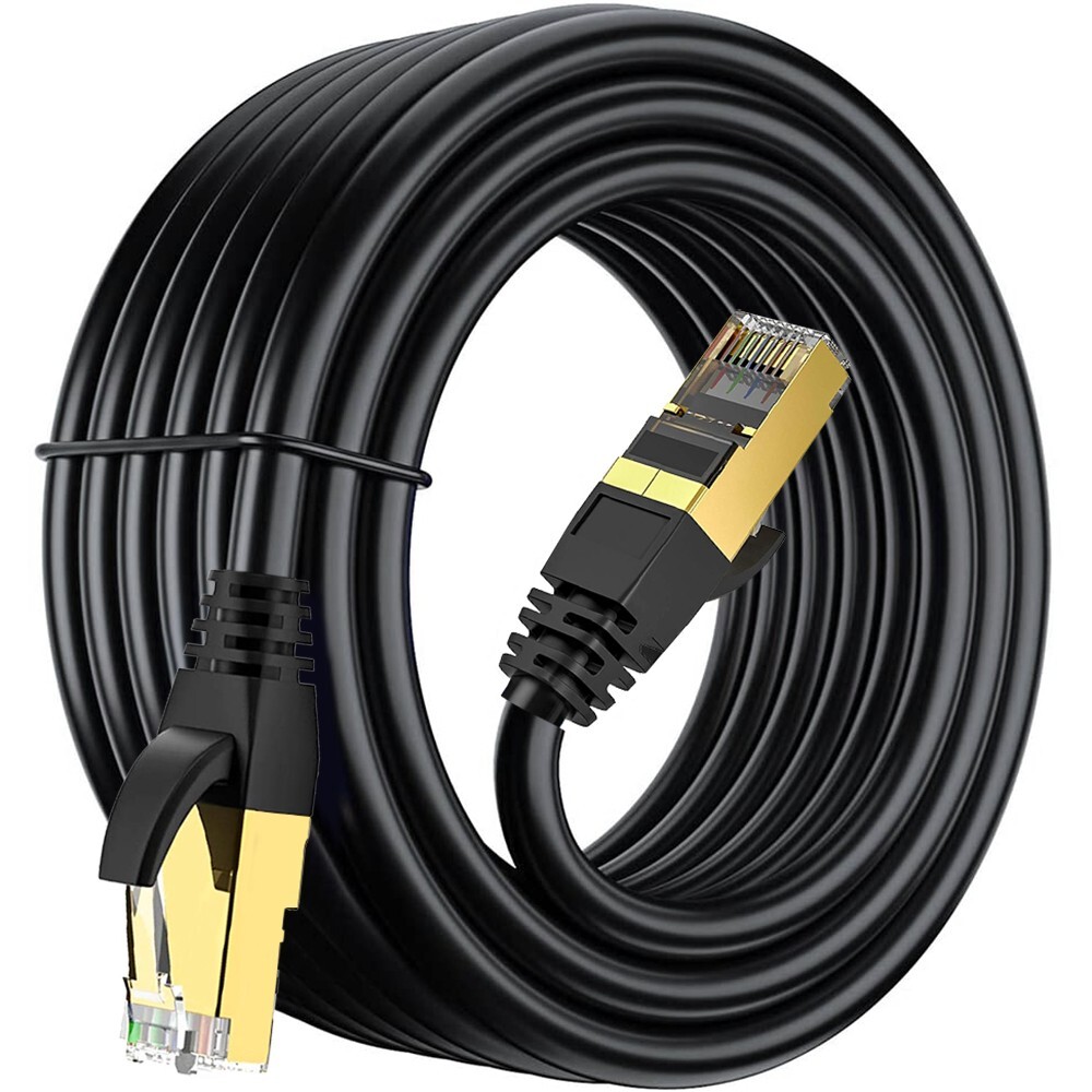 Black Heavy Duty Long Ethernet Cable 30ft Cat 8 LAN Network Patch Cord Durable