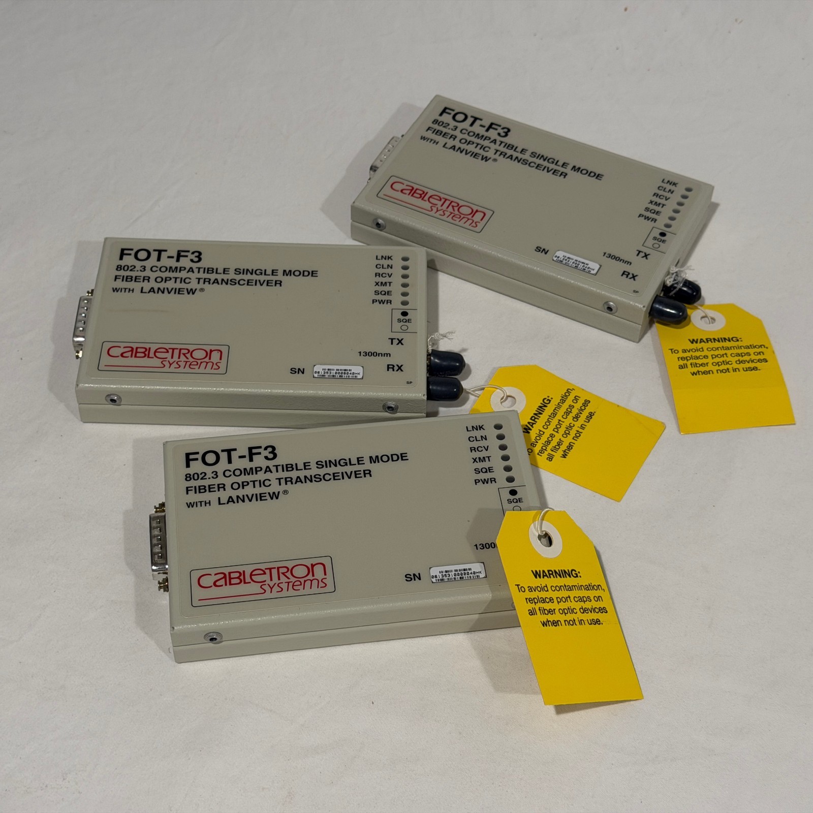 FOT-F3 Compatible Fiber Optic Transceiver w/ Lanview by Cabletron - LOT OF 3