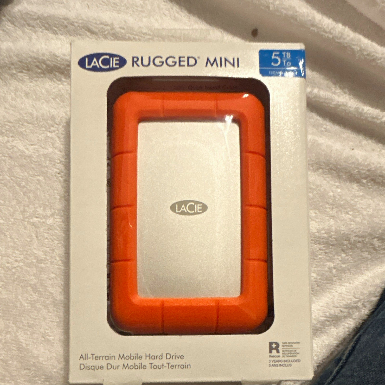 LaCie Rugged Mini 5TB USB-C Portable External HDD Shock/Rain Resistant Orange