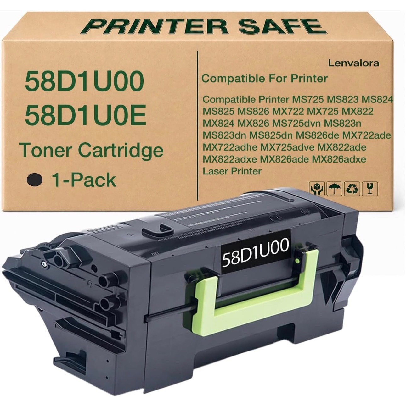 58D1U00 Black Toner Cartridge for Lexmark MS725 MS823 MS824 MS825 MS826 MX722