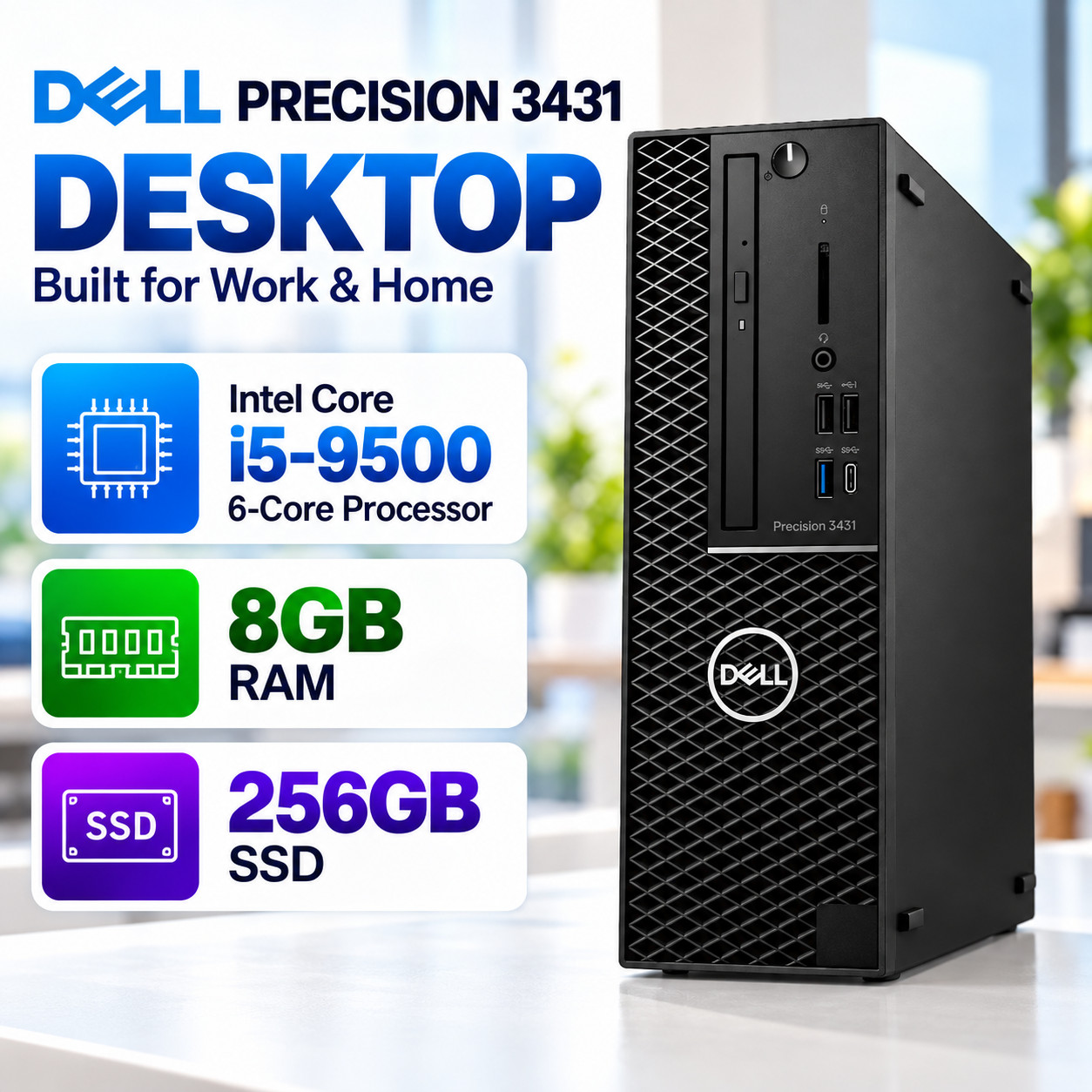 Dell Precision 3431 SFF Desktop/6-Core i5-9500 3.00GHz/8GB RAM/256GB SSD Win11