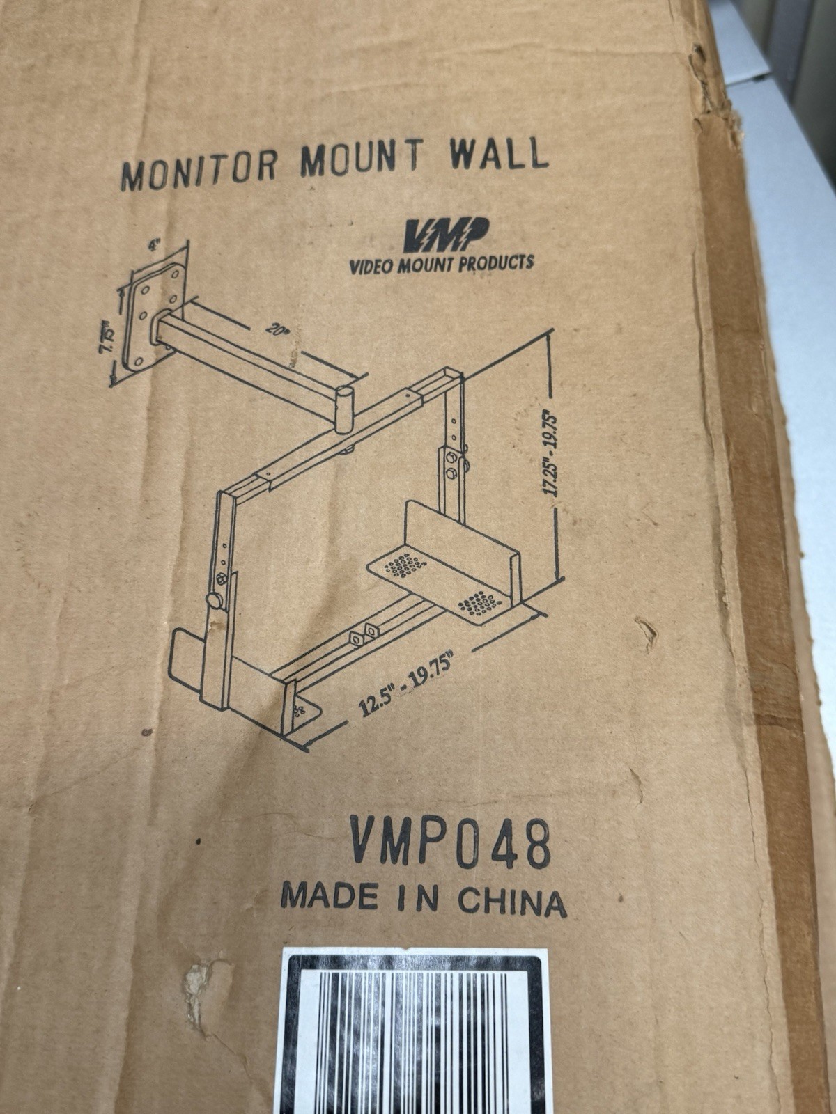 Video Mount Products VMP048 Wall Mount for Monitor 13-20" 75lb. - New In Box