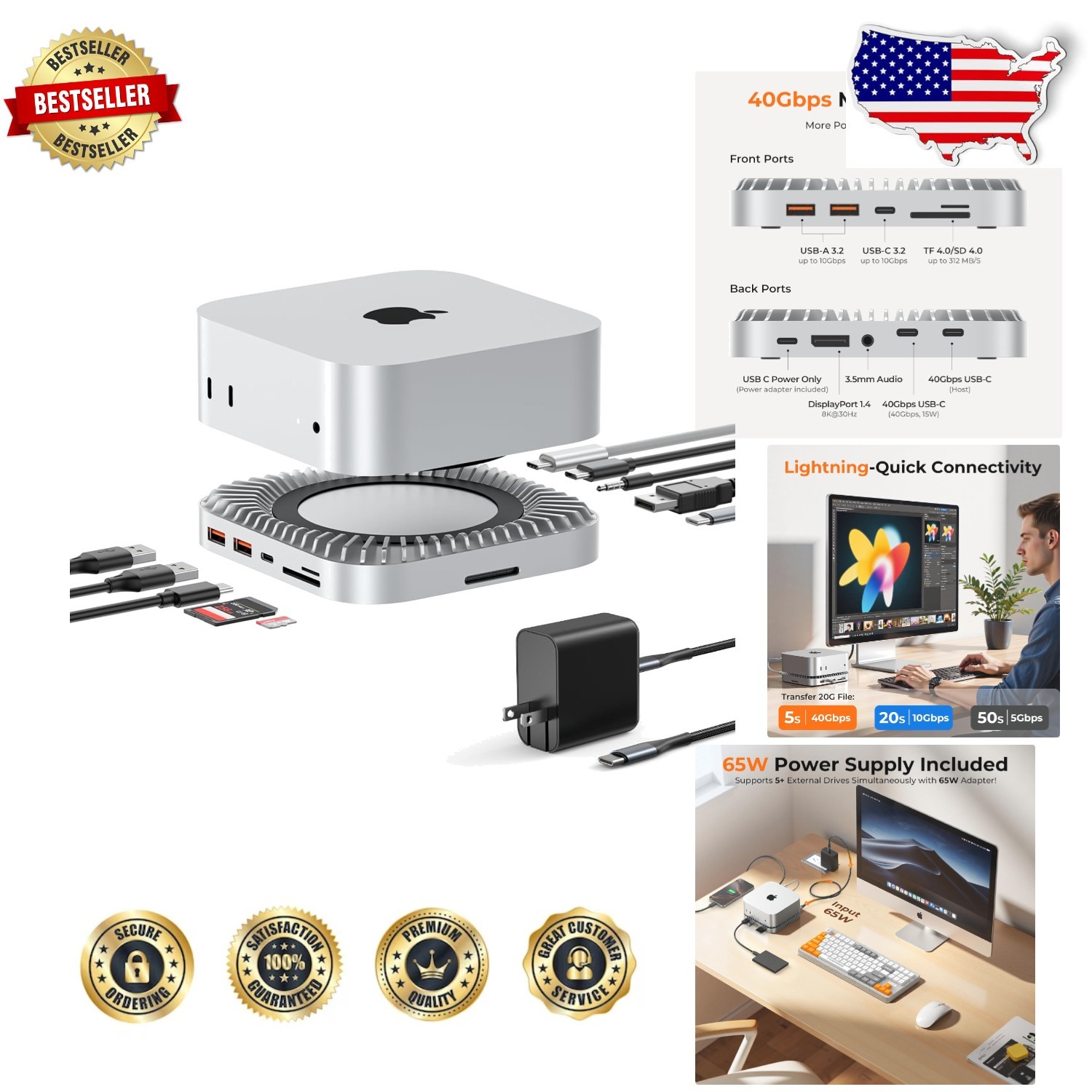 Ultimate Mac Mini M4 Dock 40Gbps, 8TB SSD Enclosure, 8K Display, USB 3.2