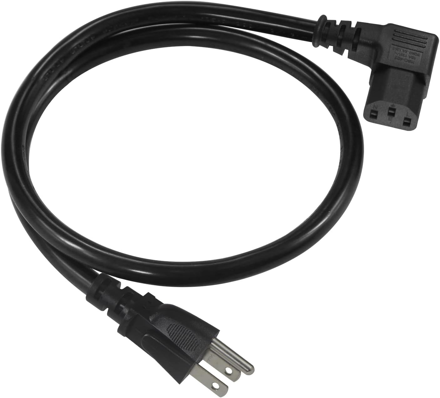 90 Degree Computer Power Cord 2FT Right Angle IEC Power Cord Universal PC Power