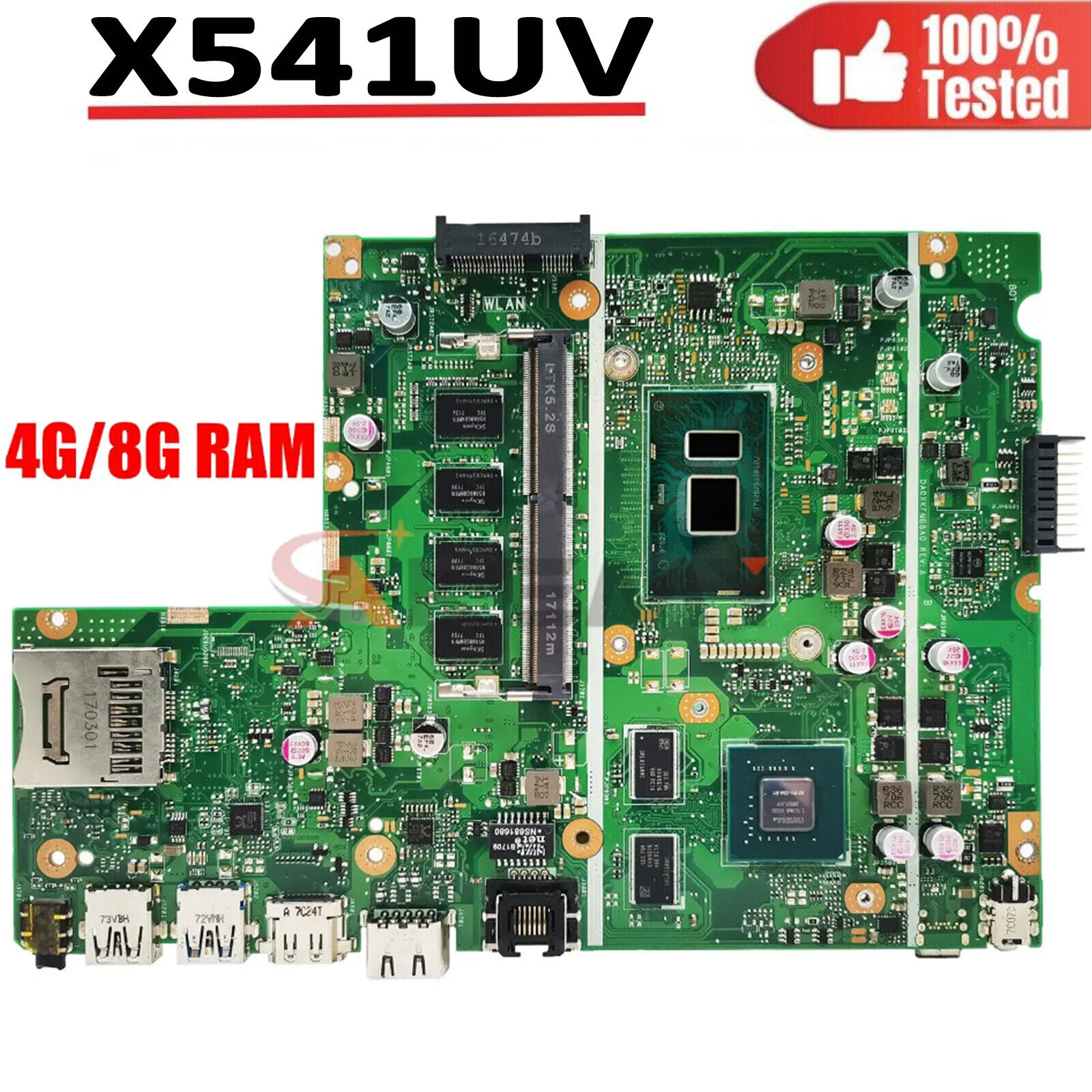 X541uv Mainboard For Asus X541uj X541uvk X541uq X541uqk W/ I3 I5 I7 Cpu 4g/8g