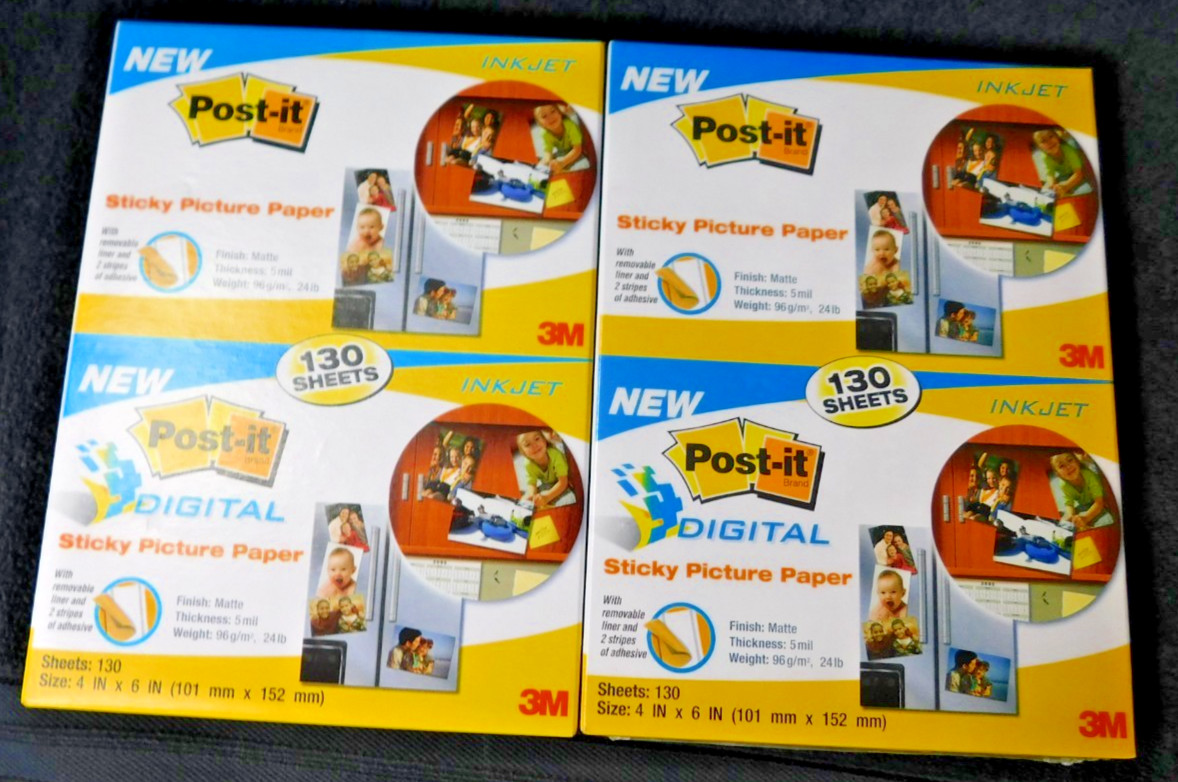 2 -3M Post-it Picture Paper 4x6 Matte STICKY PAPER New InkJet 130 Sheets Each