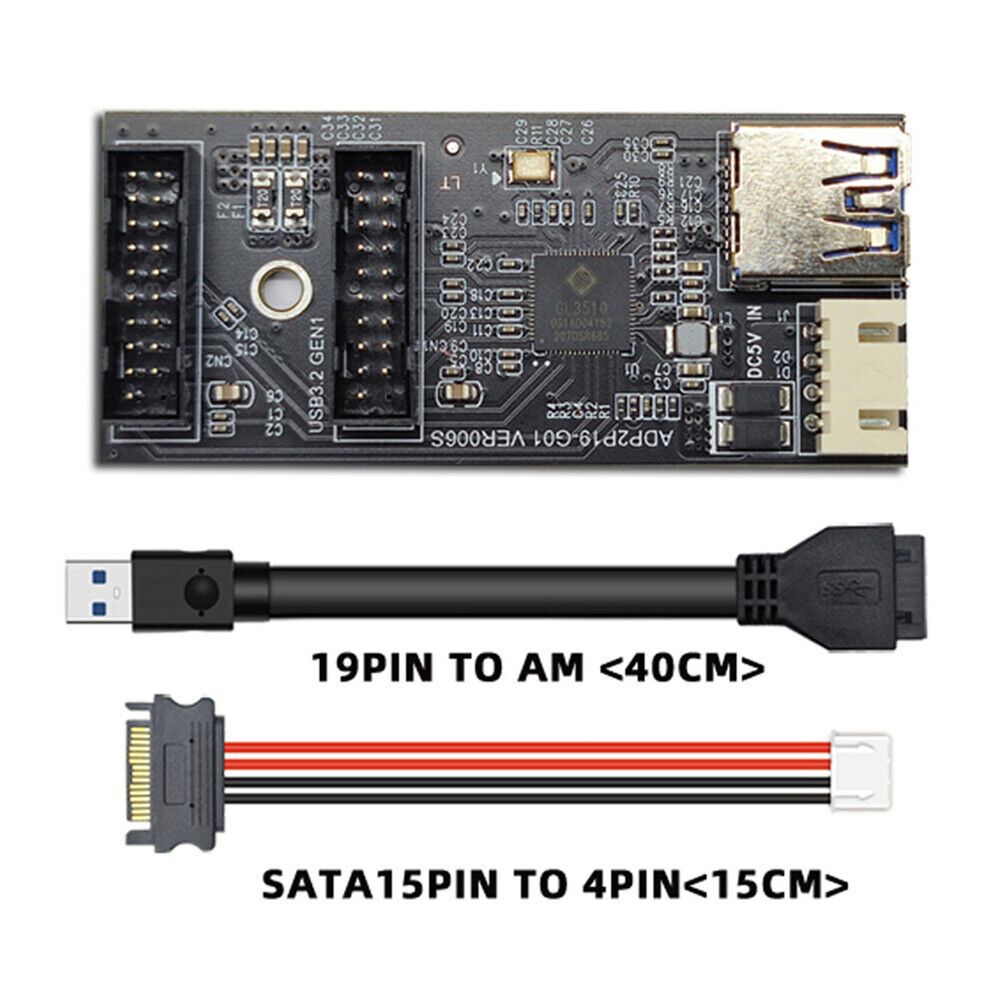 PCBA Type Splitter HUB 5Gbps Dual Ports Female to Single 19/20Pin Header Adapter