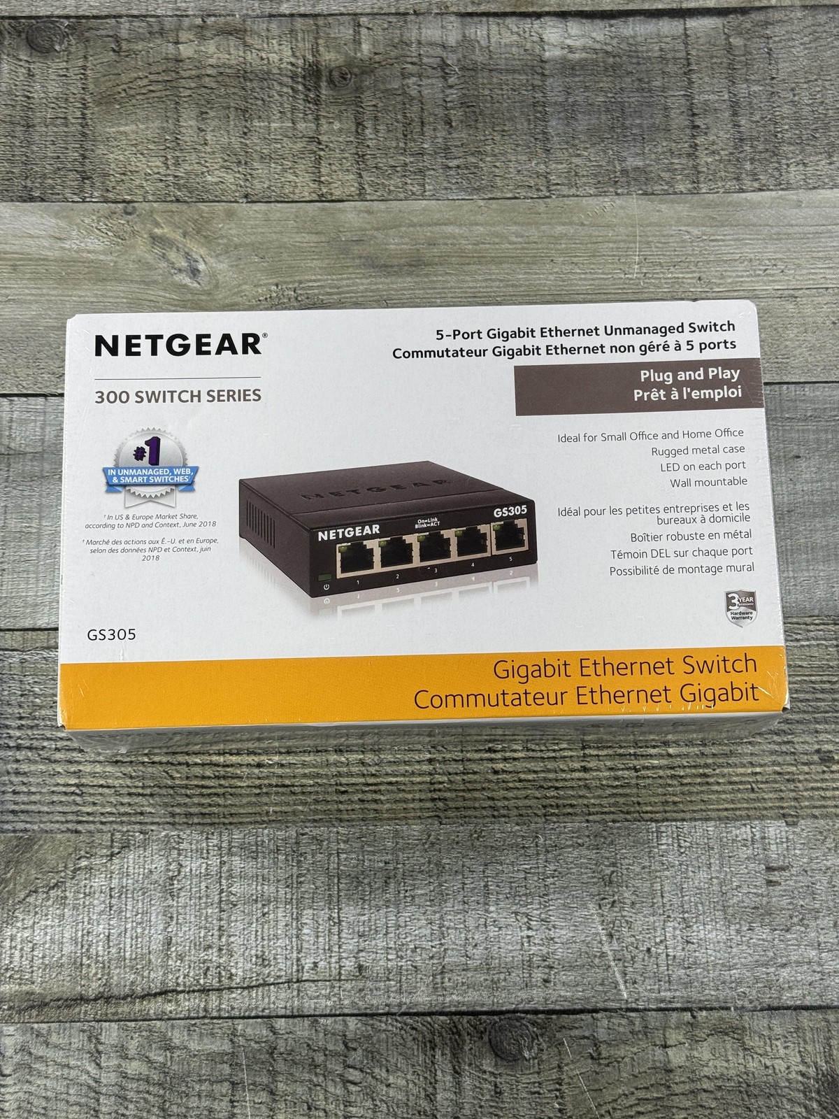 NETGEAR GS305 5-Port Gigabit Ethernet Switch Unmanaged Plug & Play GS305-300PAS