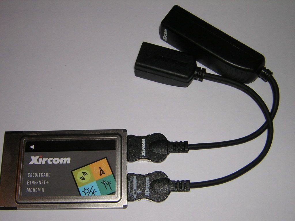 Xircom PCMCIA Ethernet LAN + Modem PC Card CEM2 with Dongle Cables