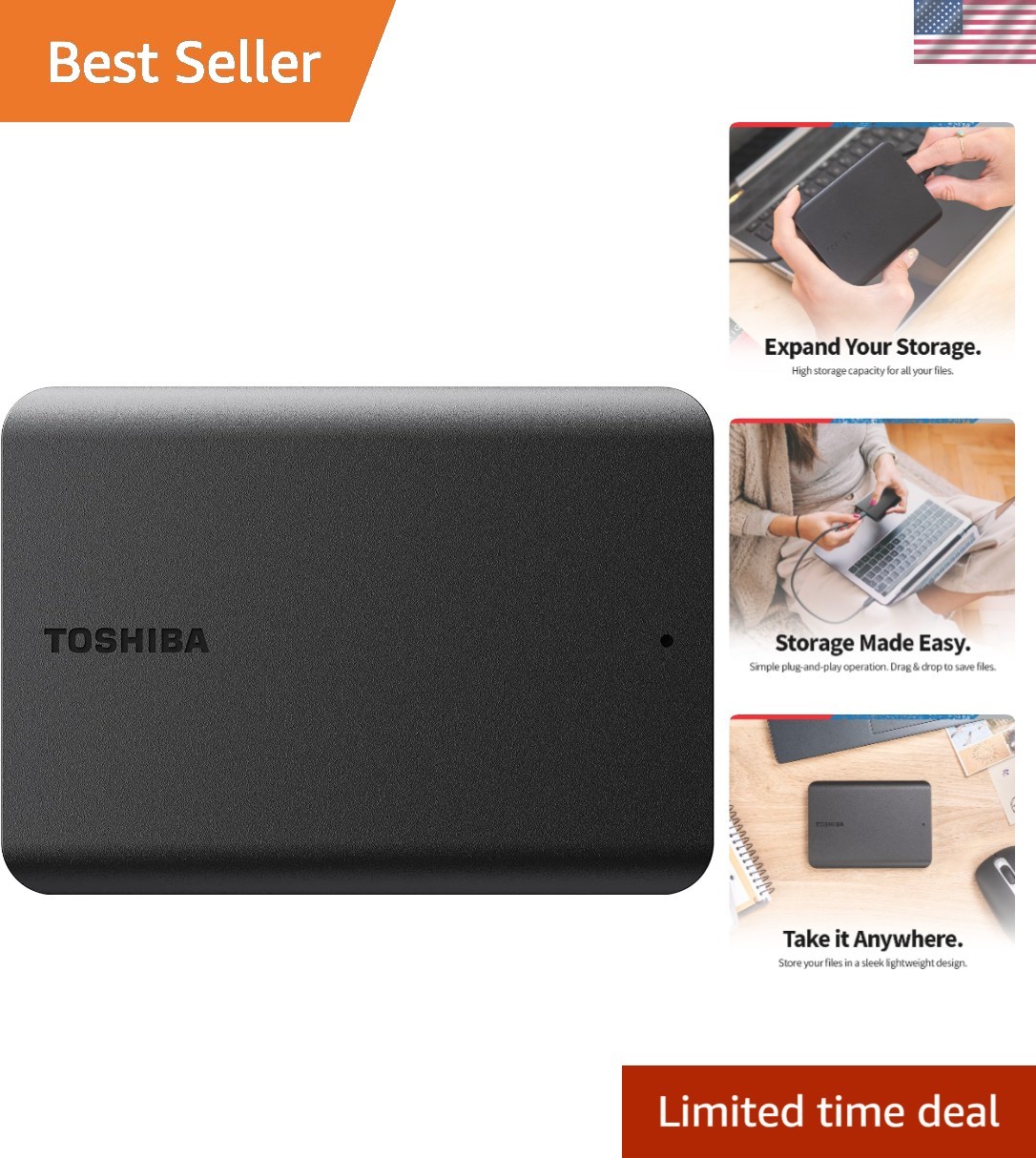 New Portable Black 4TB Storage