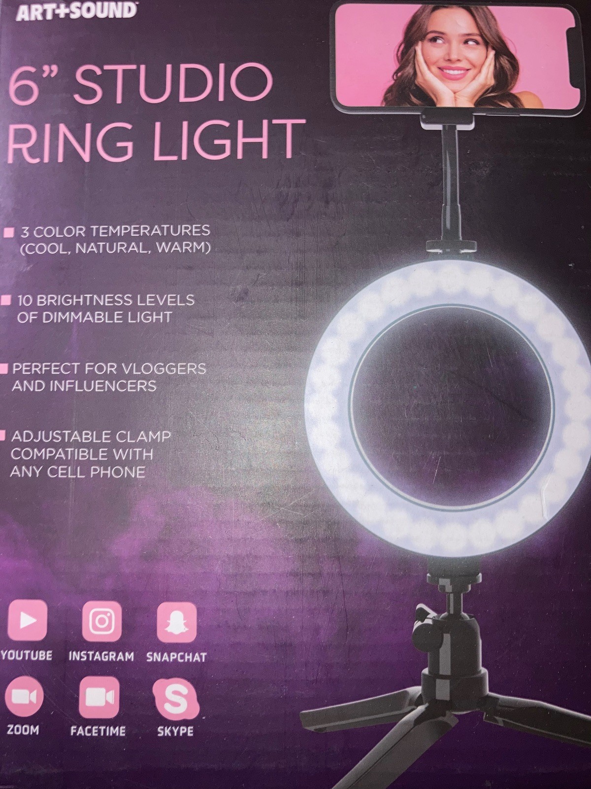 RING LIGHT 6" Inch 3 Color Temperatures w Phone Clamp 10 Bright Levels BRAND NEW