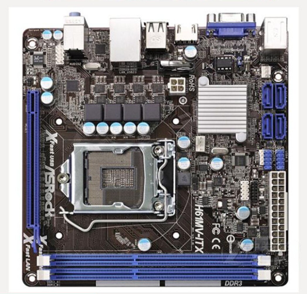 MIMI ITX For ASRock H61MV-ITX Desktop Motherboard LGA 1155 For Intel H61 DDR3