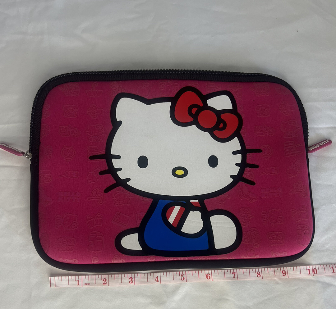Hello Kitty Case For Notebook IPad Tablet  10” x 7” Red Blue Logo Sleeve Cover