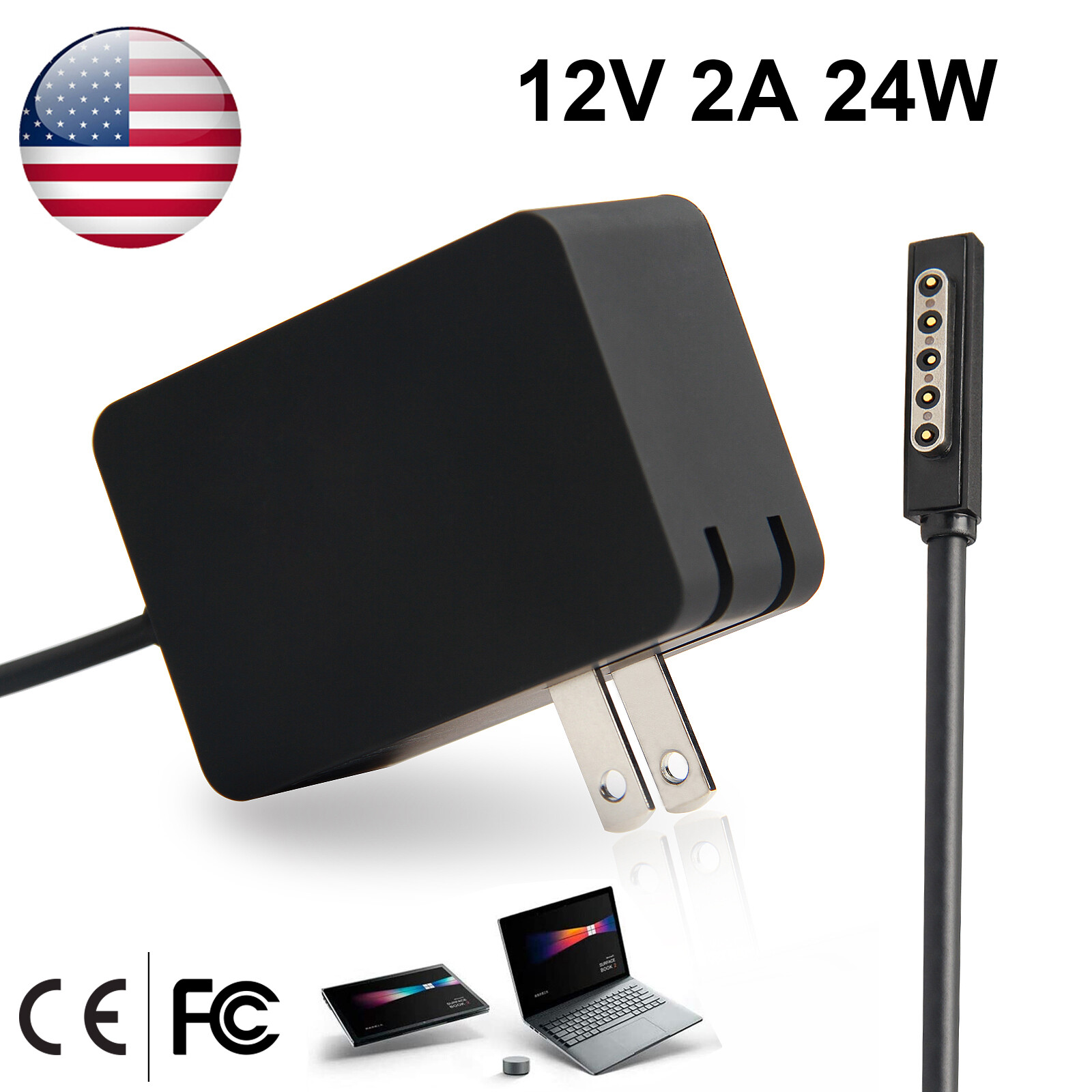  For Microsoft Surface RT / Pro 1/2 24W 12V 2A Adapter Charger 1512 1513 1516 US