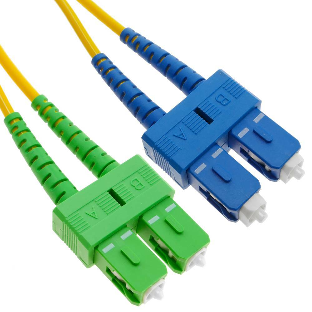10m SC(UPC)-SC(APC) Duplex 9/125 OS2 Singlemode Fiber Cable Yellow OFNR 33FT