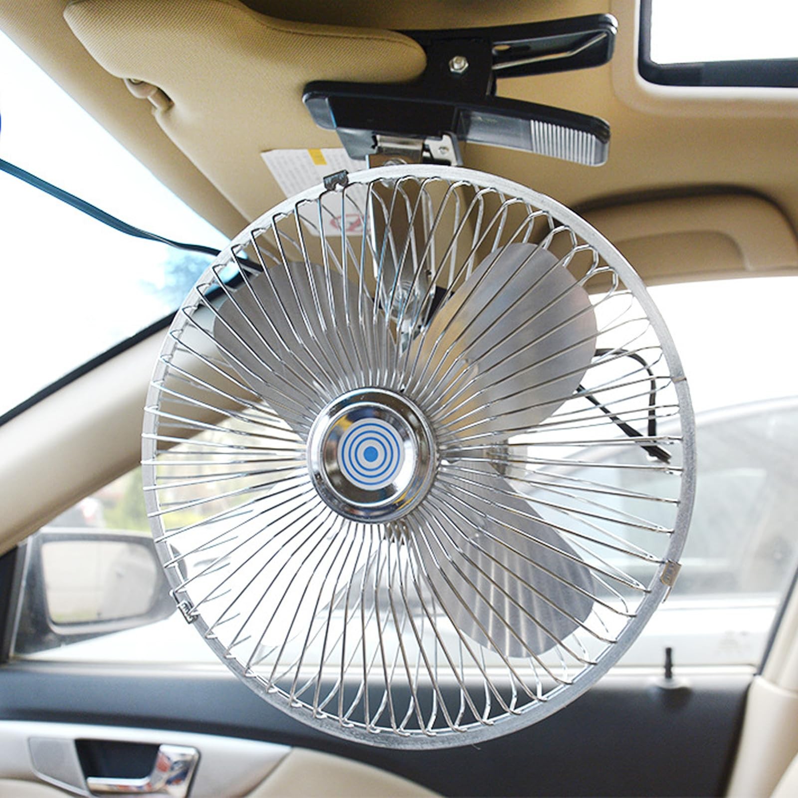 CYDZSW Car 12v Clip Fan,12 Volt DC 8 inch Large 360° Adjustment 8inch, Silver