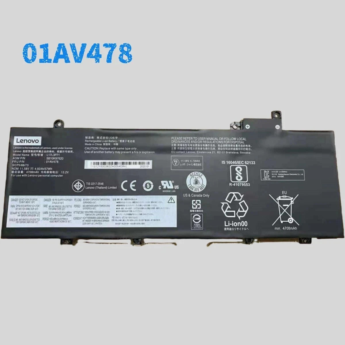 NEW Genuine 01AV478 Battery For Lenovo ThinkPad T480s L17L3P71 01AV479 L17M3P71