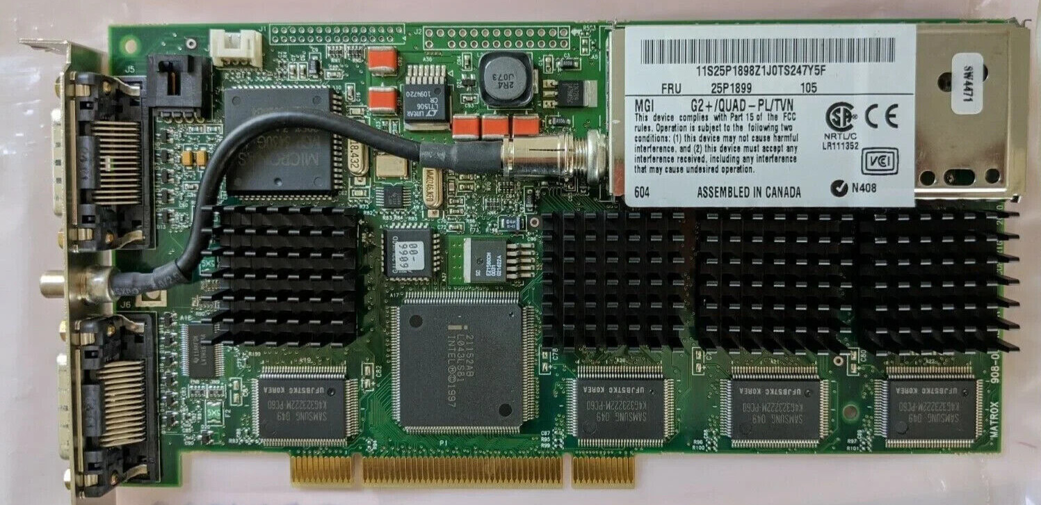 MATROX G2+/QUADP-PL/7 PCI QUAD HEAD VIDEO CARD 32MB MGI G200 MMS LFH-60 TV Tuner