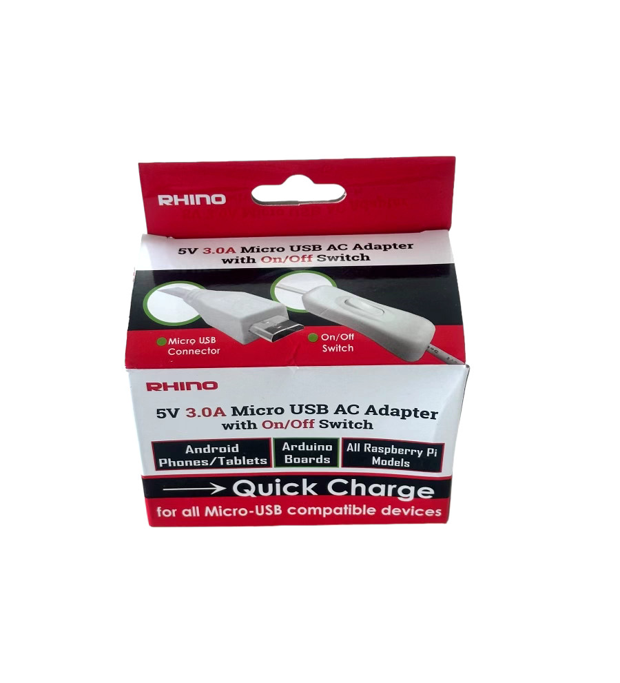 Micro USB 5V 3.0A AC Adapter RASPBERRY Pi2 & 3 B+ Micro USB Quick Charge 3Ft