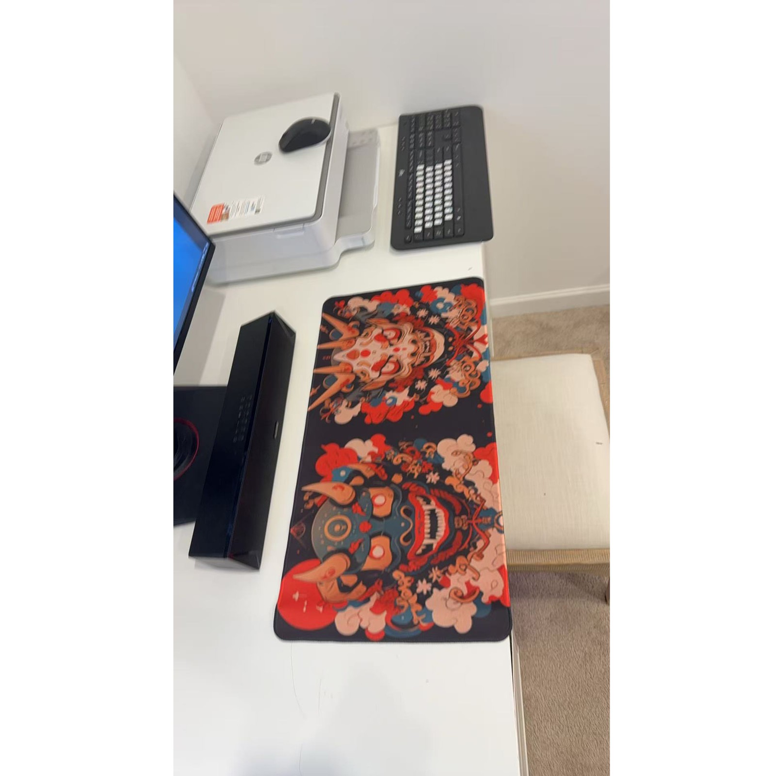 Ukiyo-e Style Oni Demon Large Desk Mouse Pad 23.6"x11.5" Gaming Keyboard Mat