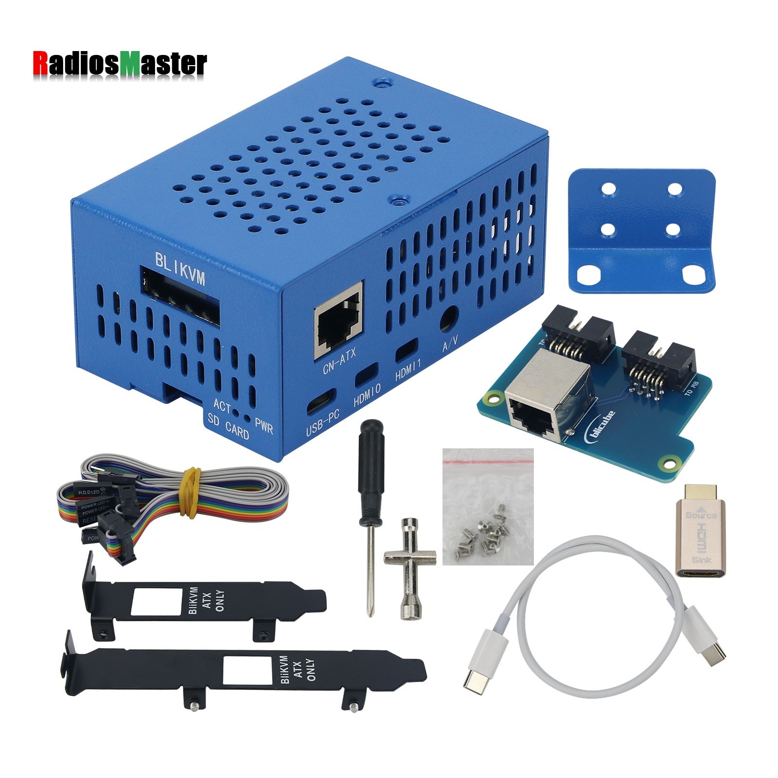 BLIKVM V3 HAT Blue PiKVM KVM over IP Raspberry Pi 4B PoE HDMI CSI for Server