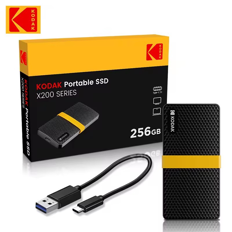 Extern SSD Hard Drive HD USB3.1 Kodak X200 256GB For Laptop Smartphone PC TV 