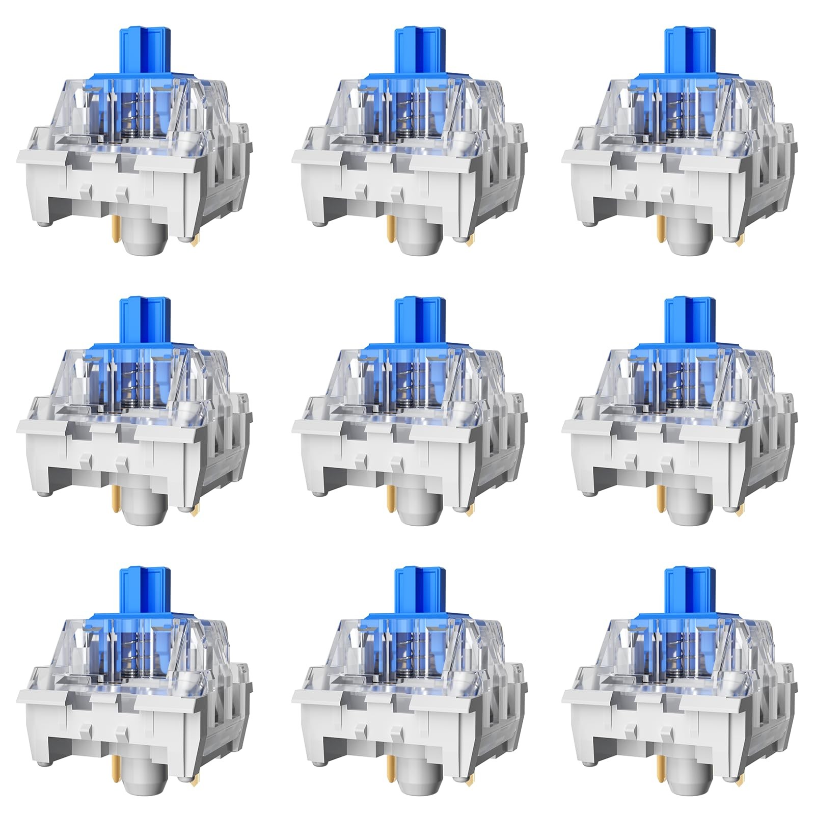 72 PCS Blue Mechanical Keyboard Switches 3-Pin 50gf RGB SMT Clicky Type
